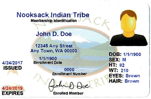 Nooksack Tribal Identification Card - Front