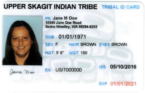 Upper Skagit Indian Tribe ID Card - Front