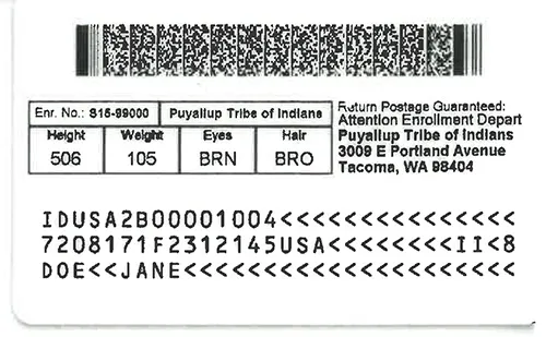 Puyallup-Tribe-Enhanced ID Card-back